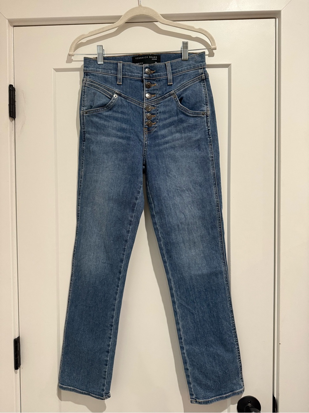 Veronica Beard Ryleigh Slim Straight High Rise Button Fly Jeans Size 26